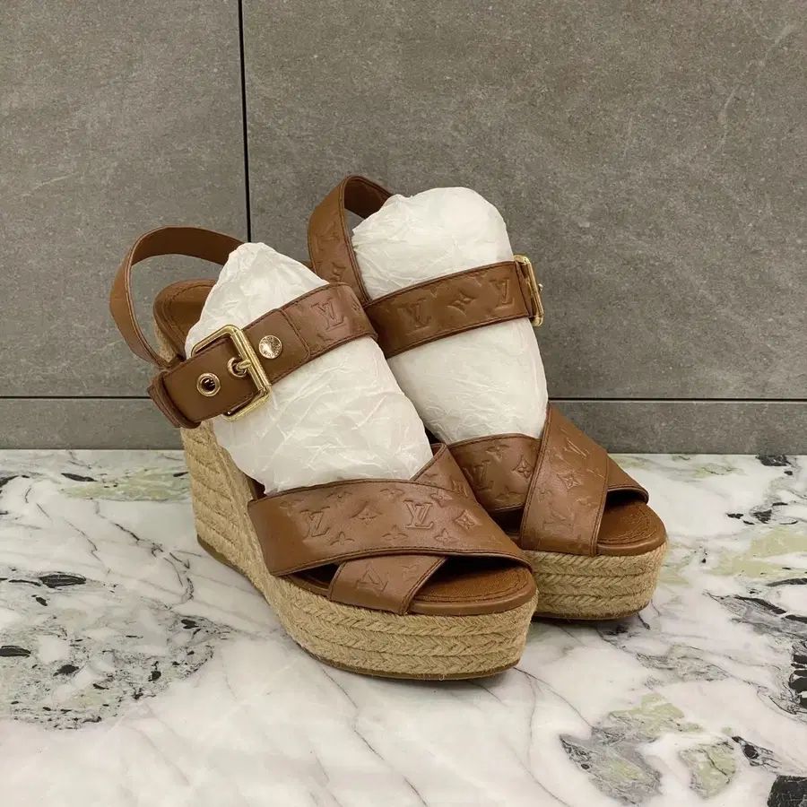 Louis Vuitton Monogram Wedge Sandals [35.5 Size] - SKU: 123456789